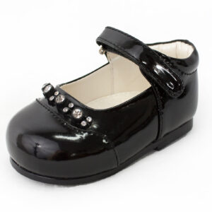 Early Steps Girls Black Patent Diamond Shoes